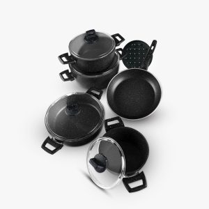 سرویس 9+1 پارچه گرانیت سیوانا مدل مشکی خالدار